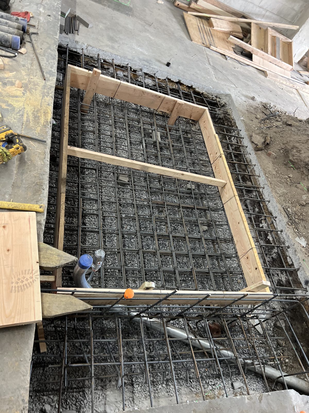 JBS structural concrete formwork with rebar mat ready for pour